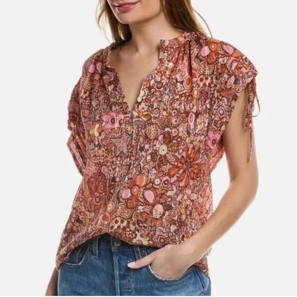 A.L.C. Grace Silk Blend Blouse in Sorbet Paisley - Picture 1 of 5